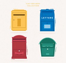4款彩色邮筒设计矢量图下载
