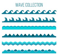 6款蓝色海浪设计矢量图下载