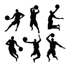 6款动感篮球人物剪影图矢量