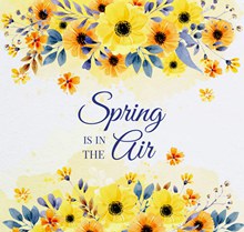 水彩绘春季黄色花卉矢量图