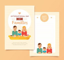 创意国际家庭日三口之家卡片图矢量下载