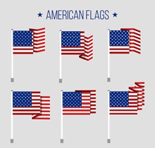6款创意美国国旗矢量图下载