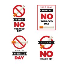 4款创意世界无烟日禁烟标签图矢量图片
