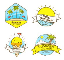 4款创意夏季假期标签图矢量素材
