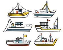6款创意渔船设计矢量图