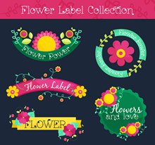 5款彩色花卉标签矢量