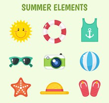 9款彩色夏季元素图标矢量图