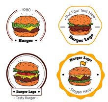 4款彩绘汉堡包标志矢量图片