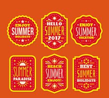 6款橙色夏季度假标签图矢量素材