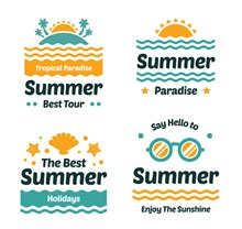 4款创意夏季假期艺术字标签图矢量素材