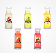 5款水彩绘瓶装果汁矢量图片