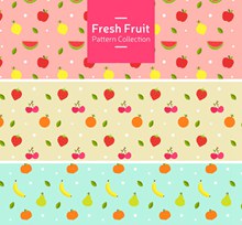 3款彩色新鲜水果无缝背景图矢量