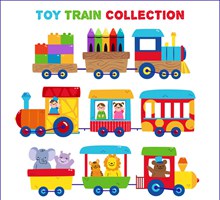 3款可爱玩具火车矢量图片