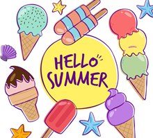 彩绘夏季雪糕冰淇淋框架图矢量素材