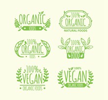 6款绿色有机食品标签图矢量素材