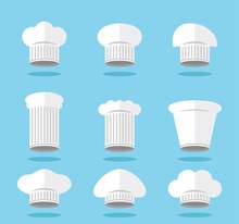 9款白色厨师帽设计矢量素材
