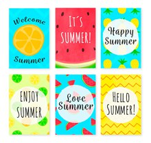6款彩色夏季元素卡片矢量图