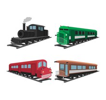 4款彩色老式火车矢量图片