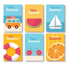 6款彩色夏季卡片素矢量素材