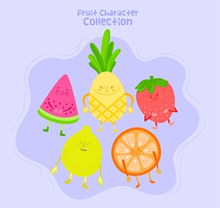 5款彩绘水果设计矢量素材