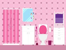 扁平化粉色浴室设计矢量下载
