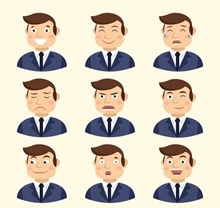 9款创意商务男子表情矢量图片