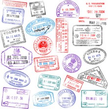 各种护照签证印章矢量图