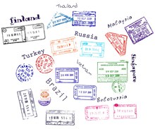 各种护照签证印章矢量