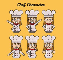 6款创意女厨师表情矢量图下载