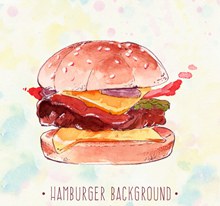 水彩绘汉堡包设计矢量下载