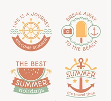 4款创意夏季沙滩度假标签图矢量