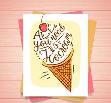 彩绘美味冰淇淋卡片矢量下载