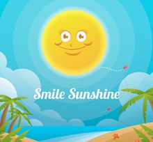 创意微笑太阳和沙滩矢量下载