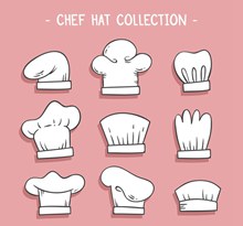 9款白色厨师帽贴纸图矢量下载
