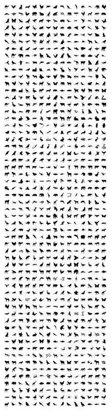 简约动物和鸟类剪影矢量图
