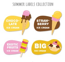 4款彩色夏季雪糕标签图矢量图片