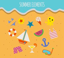 13款彩色沙滩上的夏季元素图矢量