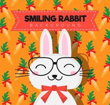 卡通笑脸兔子和胡萝卜图矢量