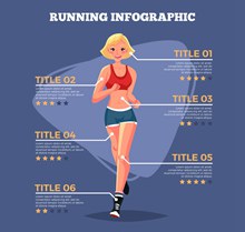创意跑步健身女子信息图图矢量图