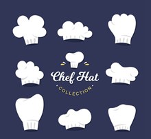 8款白色厨师帽设计矢量图下载