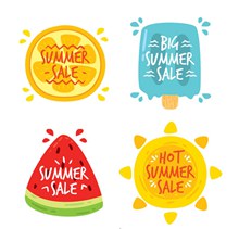 4款彩绘夏季元素促销标签矢量