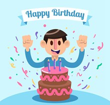 创意过生日的男子和生日蛋糕图矢量下载