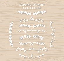 10款白色婚礼花边设计图矢量