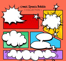 5款彩色漫画风格语言气泡矢量下载