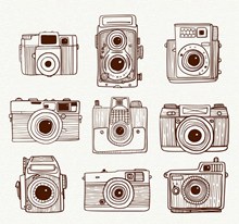9款手绘照相机设计矢量图片