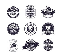 9款黑色披萨店标志矢量图