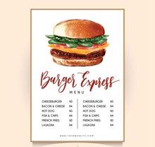 彩色汉堡包单页菜单设计矢量下载