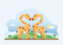 可爱长颈鹿情侣矢量图