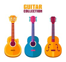 3款彩色吉他设计矢量素材
