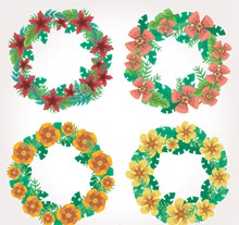 4款彩色花环设计矢量素材